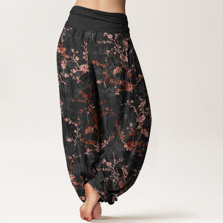 Buddha Stones純綿 咲き誇る花 枝葉 レディース 伸縮性ウエスト ハーレムパンツ - image 6
