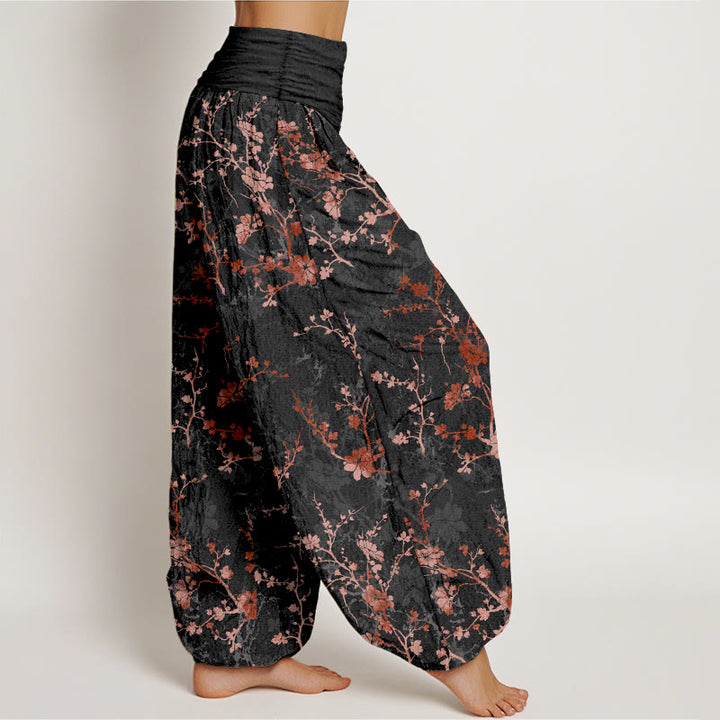 Buddha Stones純綿 咲き誇る花 枝葉 レディース 伸縮性ウエスト ハーレムパンツ - image 7