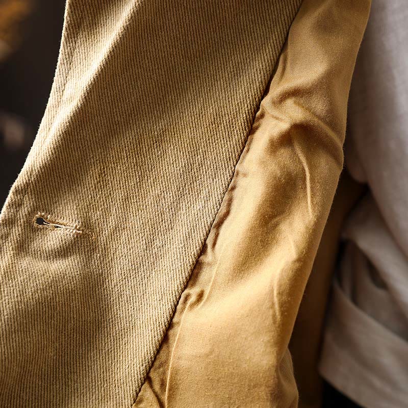 Buddha Stones春秋ボタン付きラペルカラー長袖ミドル丈コットンレディースジャケットポケット付き - image 6