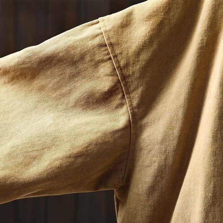 Buddha Stones春秋ボタン付きラペルカラー長袖ミドル丈コットンレディースジャケットポケット付き - image 9