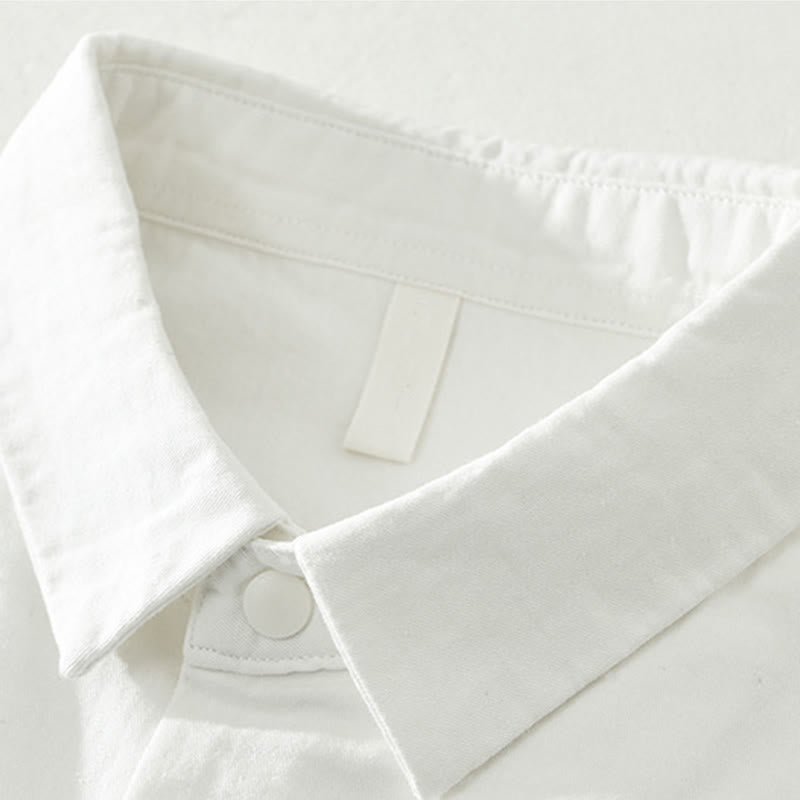 Buddha Stonesシンプル無地ボタンダウン メンズ スタンドカラー 長袖 コットンシャツ - image 15