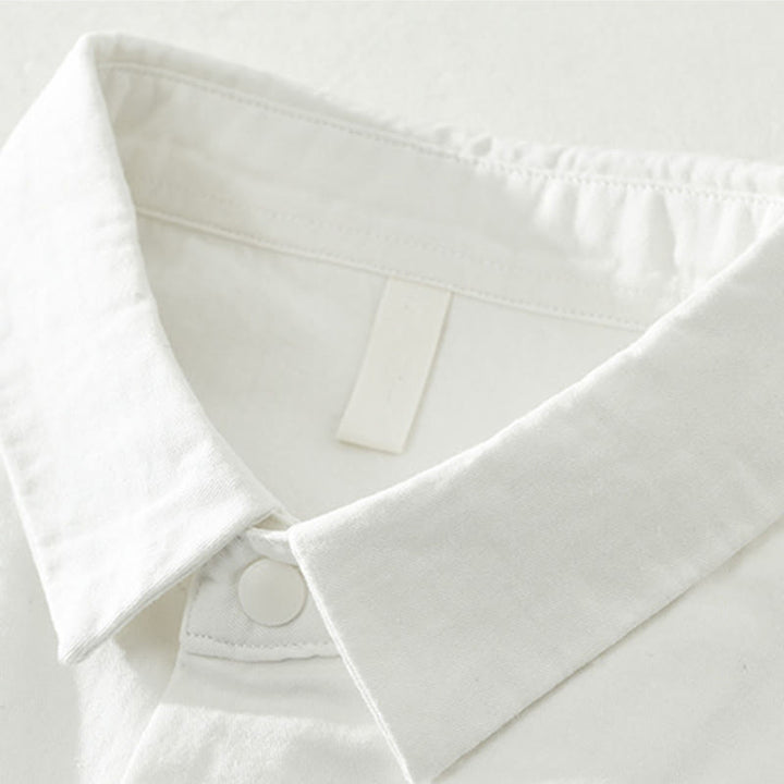 Buddha Stonesシンプル無地ボタンダウン メンズ スタンドカラー 長袖 コットンシャツ - image 15