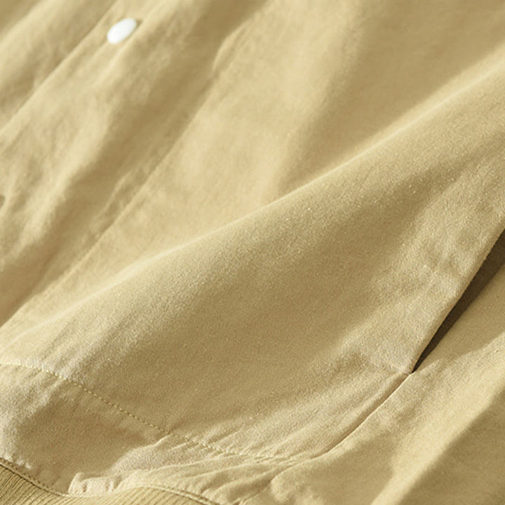 Buddha Stonesシンプル無地ボタンダウン メンズ スタンドカラー 長袖 コットンシャツ - image 2