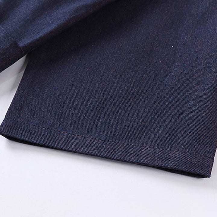 Buddha Stones無地 レースアップ オープンフロント 七分袖 ジャケット メンズ デニム コットン 着物 - image 9