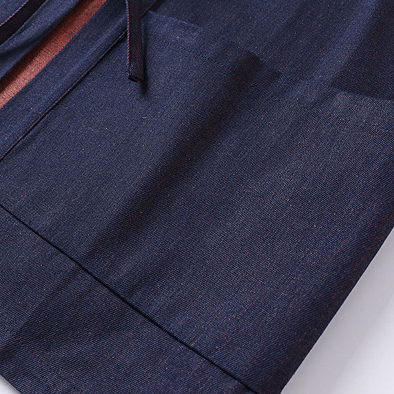 Buddha Stones無地 レースアップ オープンフロント 七分袖 ジャケット メンズ デニム コットン 着物 - image 6