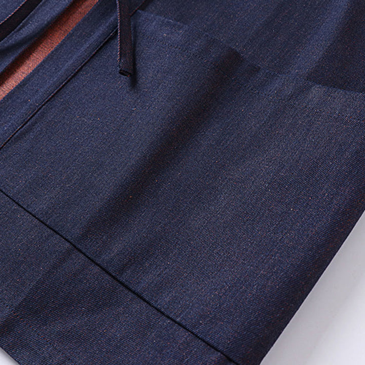 Buddha Stones無地 レースアップ オープンフロント 七分袖 ジャケット メンズ デニム コットン 着物 - image 6