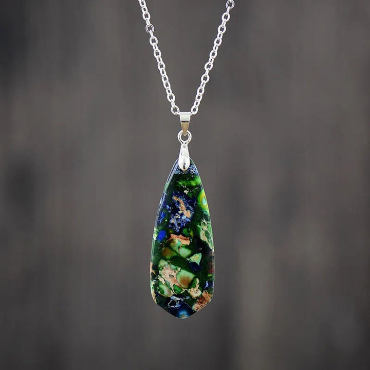 Buddha Stones皇帝石幸せのネックレス ペンダント - ダークブルーエンペラーストーンホワイトチェーン - image 3