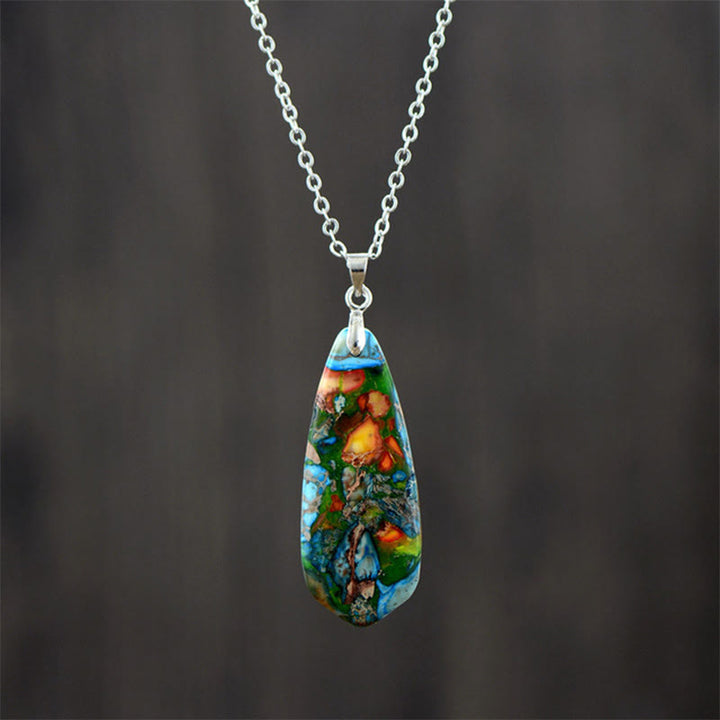 Buddha Stones皇帝石幸せのネックレス ペンダント - 青い皇帝石の白い鎖 - image 5