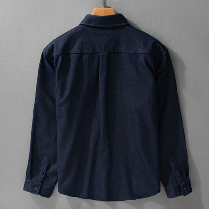 Buddha Stones Fall 無地 ボタンダウン メンズ スタンドカラー 長袖 コットンシャツ - image 7