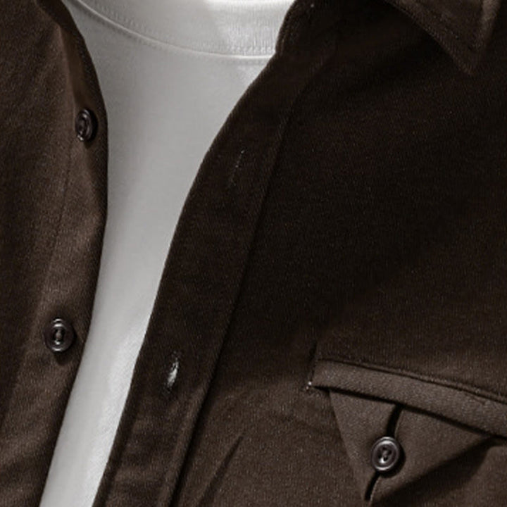 Buddha Stones Fall 無地 ボタンダウン メンズ スタンドカラー 長袖 コットンシャツ - image 2