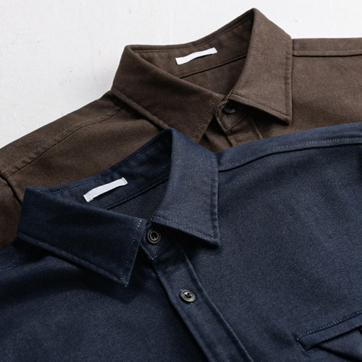 Buddha Stones Fall 無地 ボタンダウン メンズ スタンドカラー 長袖 コットンシャツ - image 11