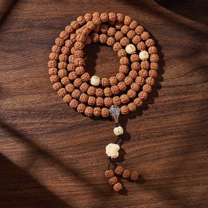 Buddha Stonesチベット 108 ビーズ 菩提樹 三目 珠 縁起物マーラー数珠 - 静かな優雅さ - 10mm - image 15