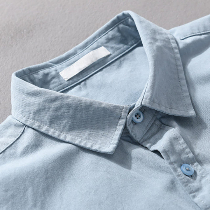 Buddha Stonesカジュアル 無地 ボタンダウン 装飾ポケット メンズ スタンドカラー 長袖 コットンシャツ - image 6