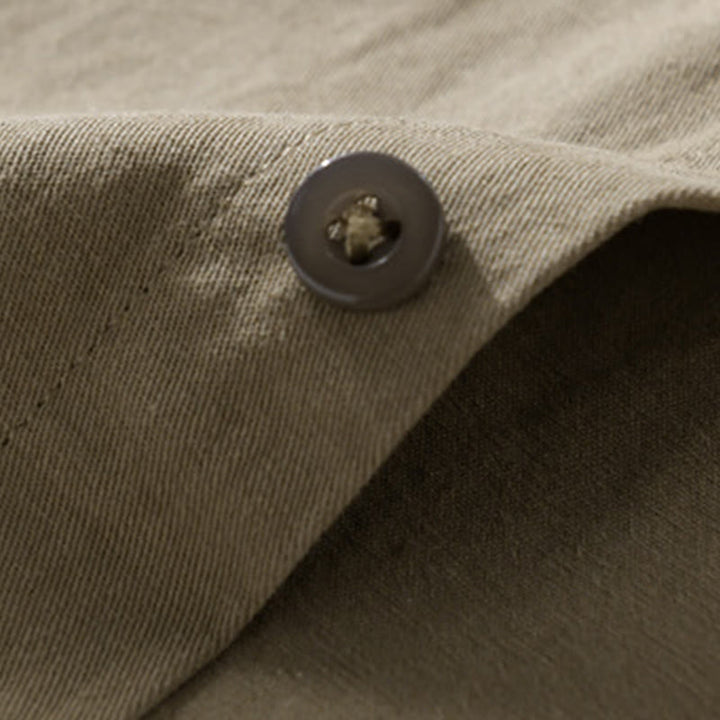 Buddha Stonesカジュアル 無地 ボタンダウン 装飾ポケット メンズ スタンドカラー 長袖 コットンシャツ - image 16