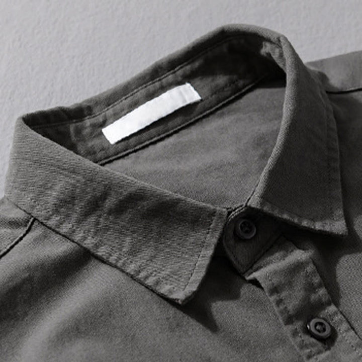 Buddha Stonesカジュアル 無地 ボタンダウン 装飾ポケット メンズ スタンドカラー 長袖 コットンシャツ - image 18