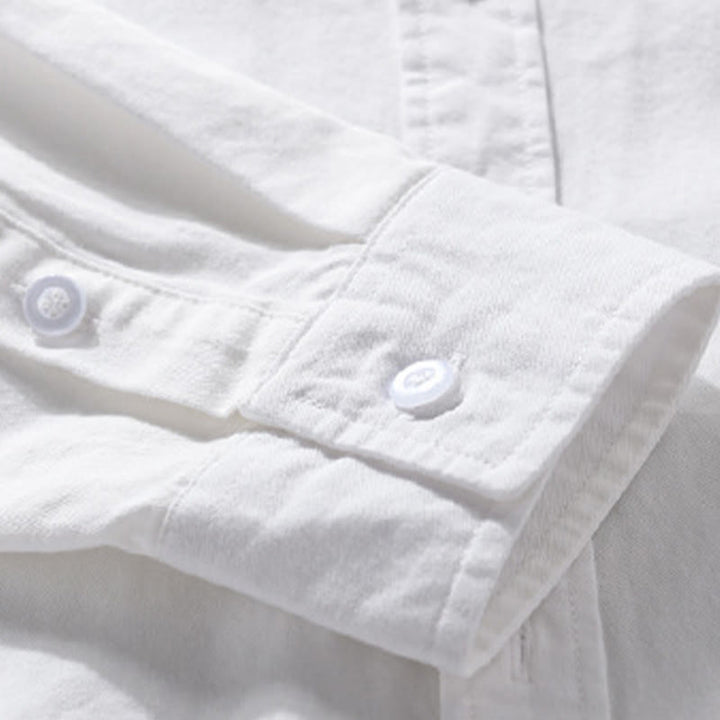 Buddha Stonesカジュアル 無地 ボタンダウン 装飾ポケット メンズ スタンドカラー 長袖 コットンシャツ - image 23