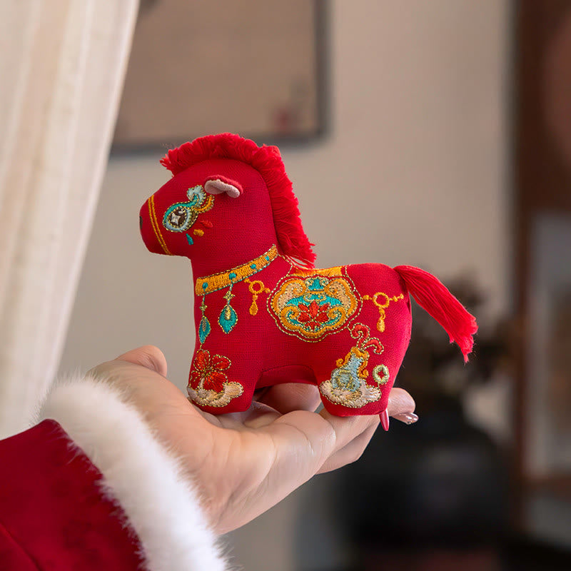 馬年用Buddha Stonesの赤紐の刺繍の吊り下げ装飾 - image 1