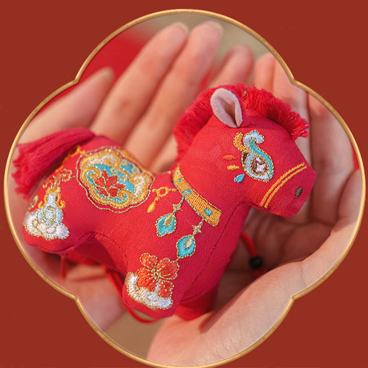 馬年用Buddha Stonesの赤紐の刺繍の吊り下げ装飾 - image 2