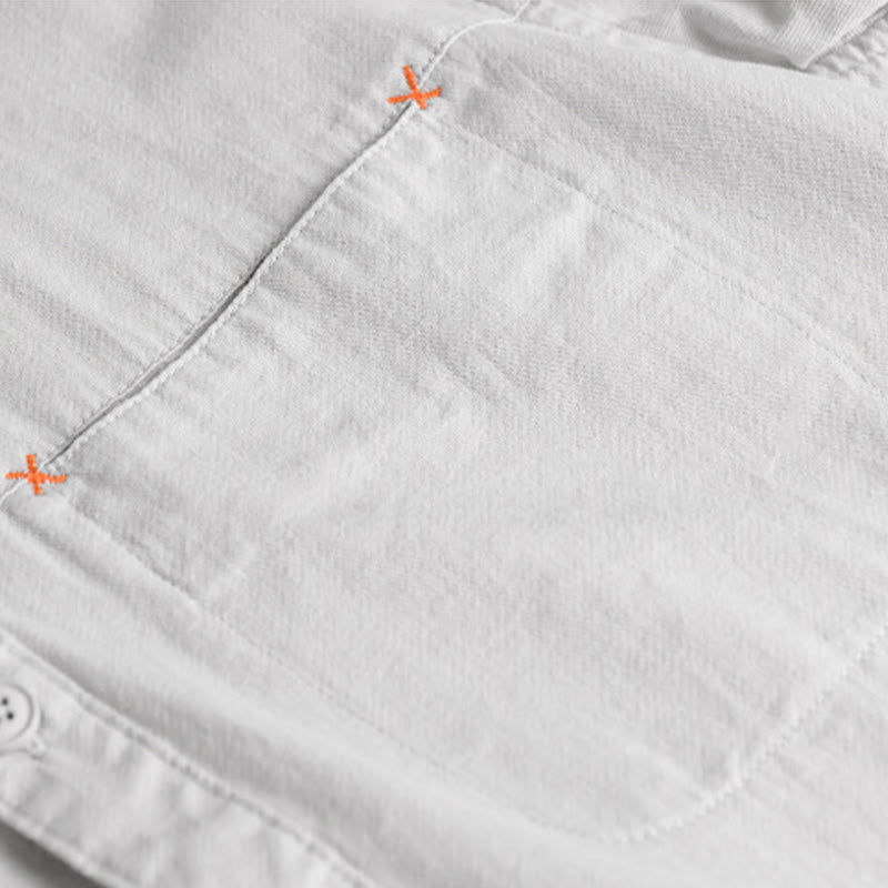 Buddha Stones春 無地 ボタンダウン 装飾ポケット メンズ スタンドカラー 長袖 コットンシャツ - image 13