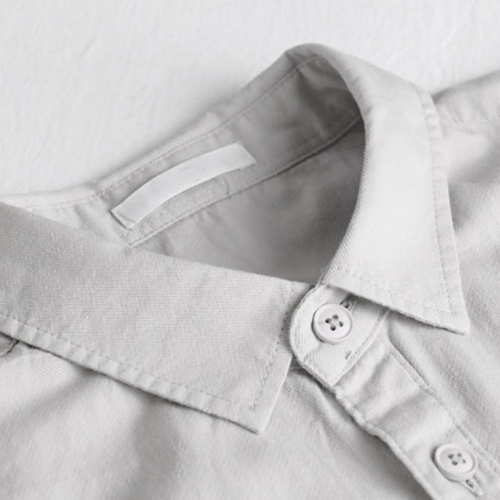 Buddha Stones春 無地 ボタンダウン 装飾ポケット メンズ スタンドカラー 長袖 コットンシャツ - image 12