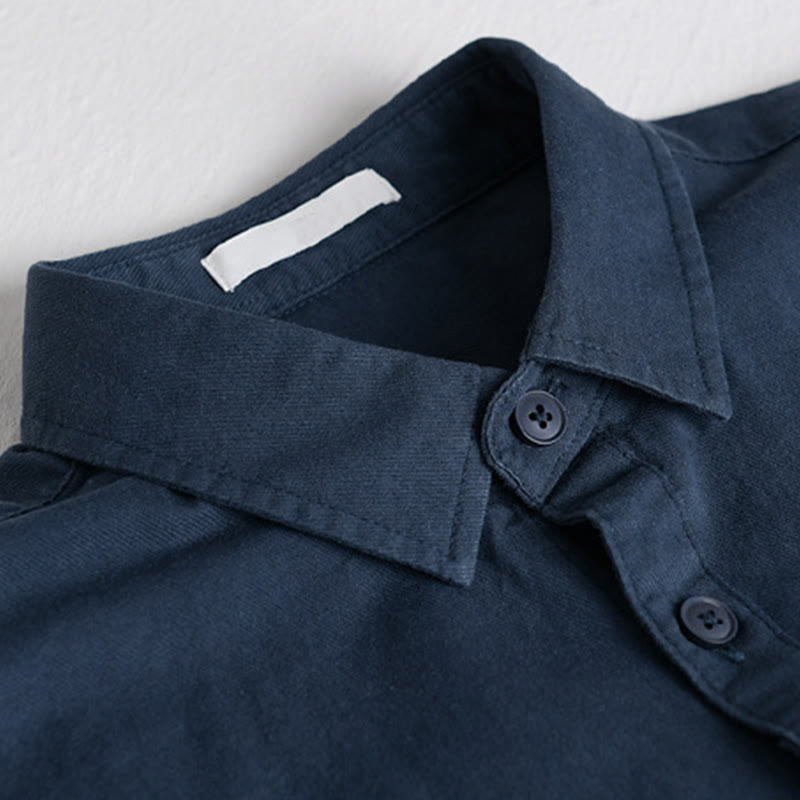 Buddha Stones春 無地 ボタンダウン 装飾ポケット メンズ スタンドカラー 長袖 コットンシャツ - image 15