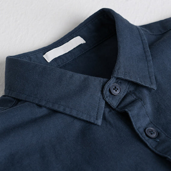 Buddha Stones春 無地 ボタンダウン 装飾ポケット メンズ スタンドカラー 長袖 コットンシャツ - image 15