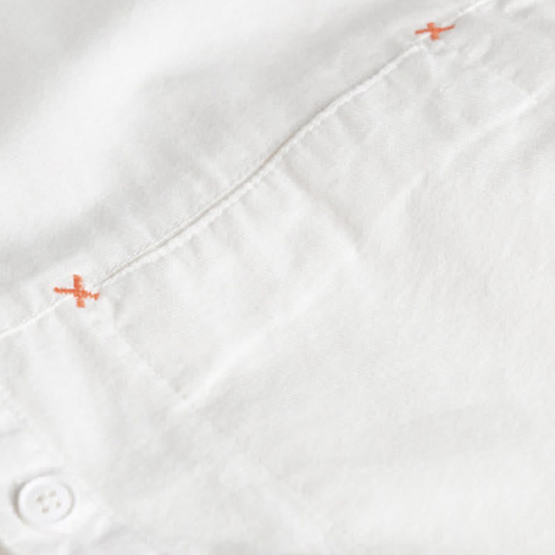 Buddha Stones春 無地 ボタンダウン 装飾ポケット メンズ スタンドカラー 長袖 コットンシャツ - image 22