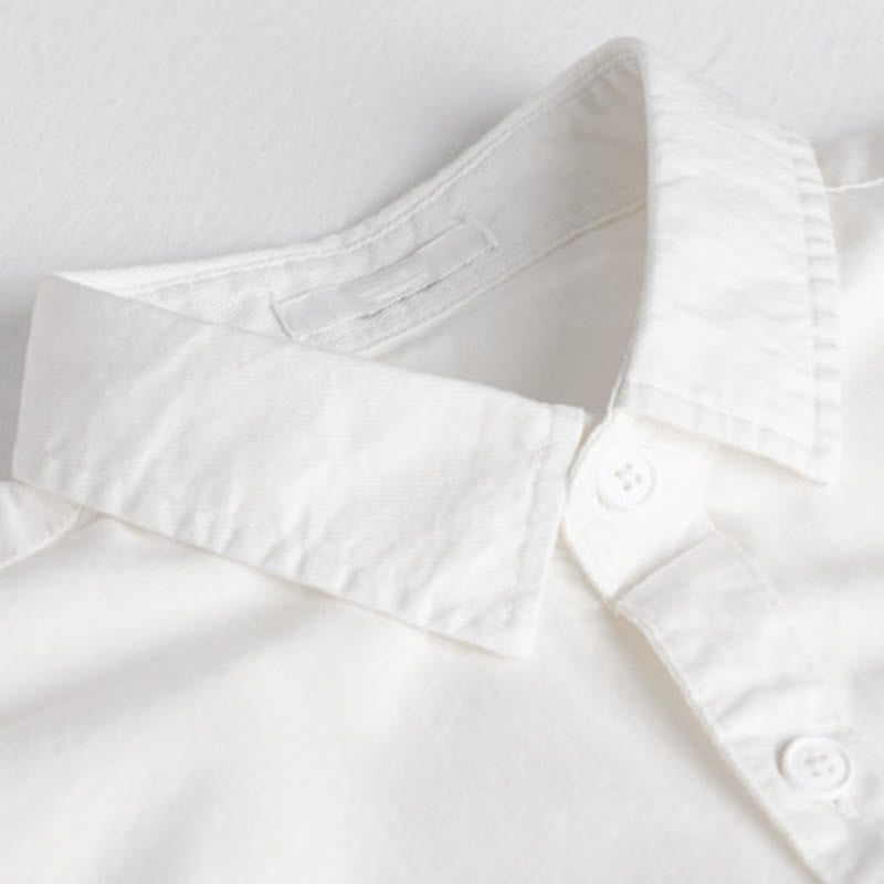 Buddha Stones春 無地 ボタンダウン 装飾ポケット メンズ スタンドカラー 長袖 コットンシャツ - image 19