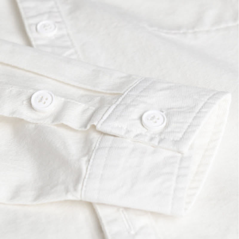 Buddha Stones春 無地 ボタンダウン 装飾ポケット メンズ スタンドカラー 長袖 コットンシャツ - image 21