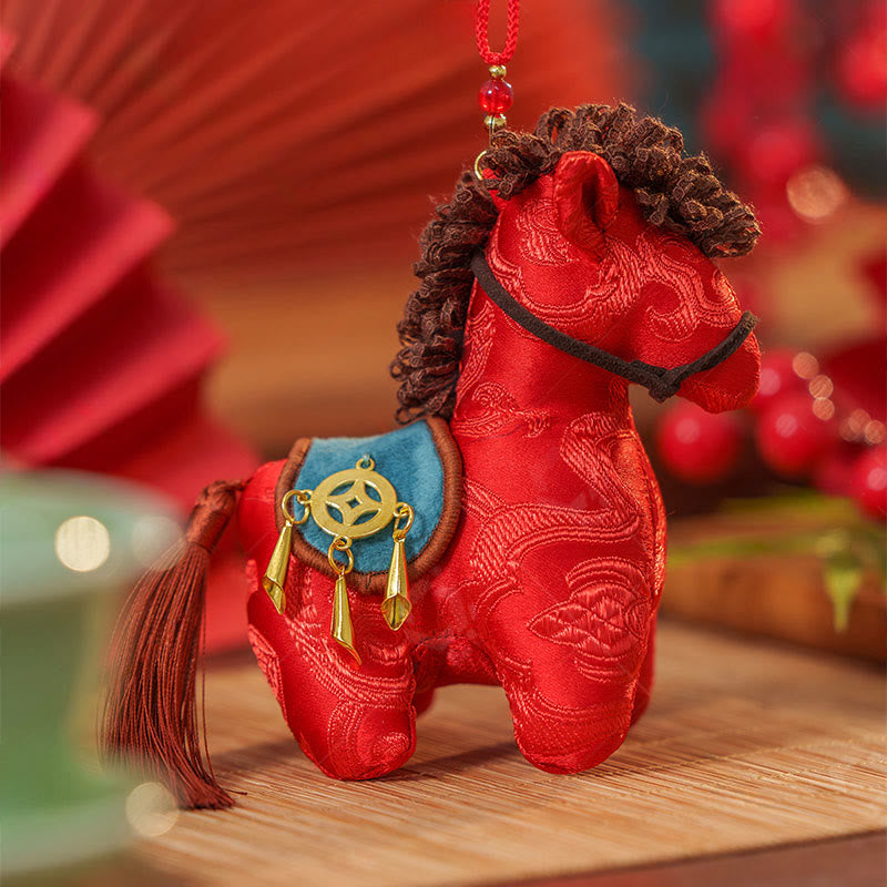 馬年Buddha Stones赤紐刺繍 自由 吊り下げ 飾り - image 1