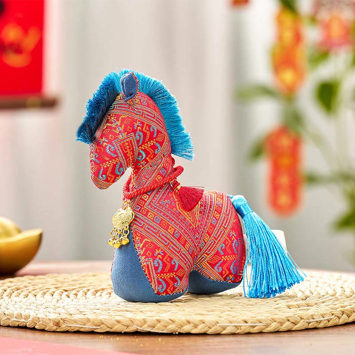 午年用Buddha Stones赤紐刺繍インゴットタッセル装飾 - レッドホース - 16×12cm - image 1