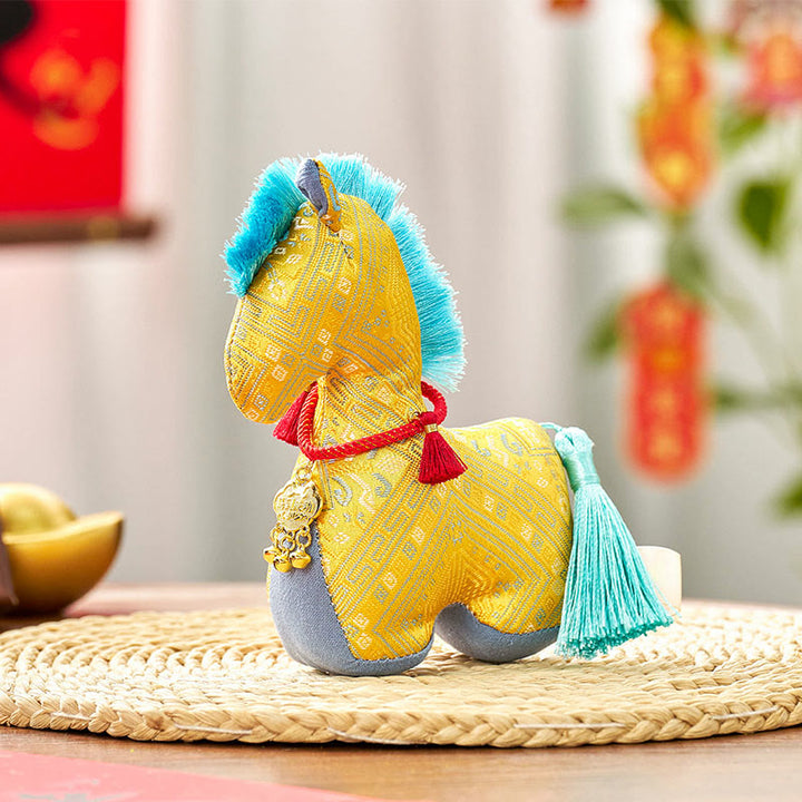 午年用Buddha Stones赤紐刺繍インゴットタッセル装飾 - イエローホース - 16×12cm - image 8