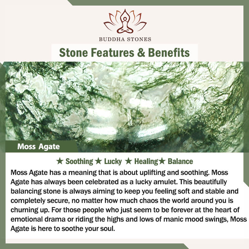 Buddha Stonesのシンボルチャーム ラウンドビーズ モスアゲート ヒーリングマーラー数珠 - image 6