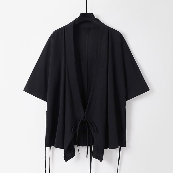 Buddha Stones 2点セット 秋 レースアップ 七分袖 コットン 着物 ドローストリングパンツ ポケット付き メンズ 瞑想用 布セット - image 5