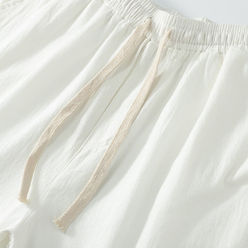 Buddha Stones 2点セット 秋 レースアップ 七分袖 コットン 着物 ドローストリングパンツ ポケット付き メンズ 瞑想用 布セット - image 14