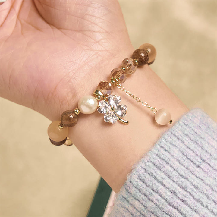 Buddha Stones四つ葉のクローバー アメジスト シトリン グリーンストロベリークォーツ ルチルクォーツ バランスブレスレット - image 22