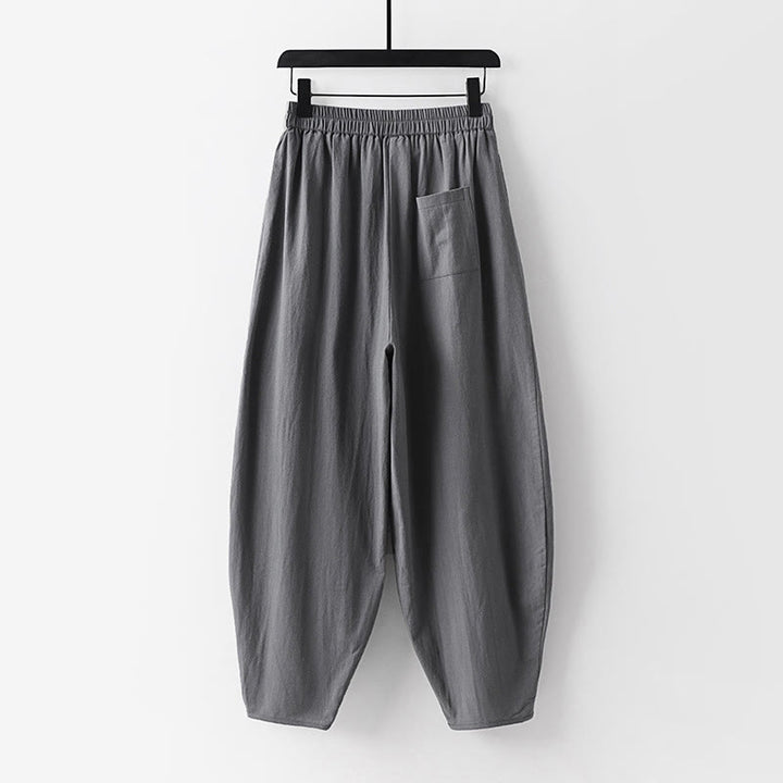 Buddha Stonesサマープレーンストレートレッグ メンズ コットンリネン アンクル丈パンツ ポケット付き - image 2