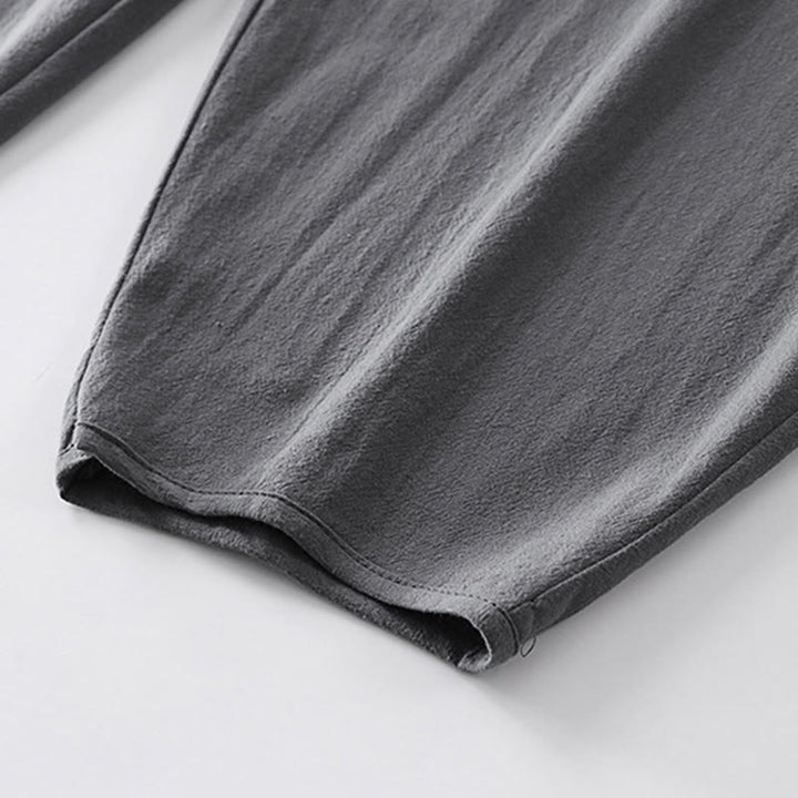 Buddha Stonesサマープレーンストレートレッグ メンズ コットンリネン アンクル丈パンツ ポケット付き - image 7