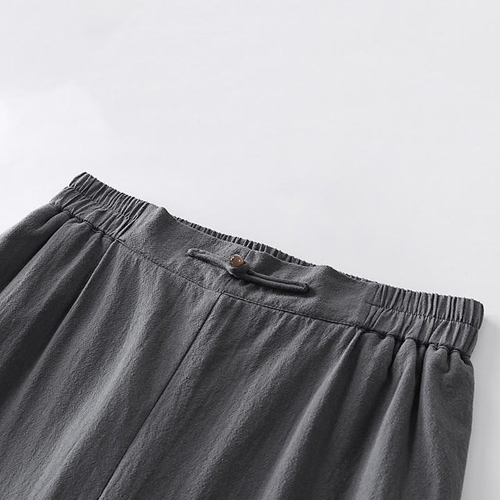 Buddha Stonesサマープレーンストレートレッグ メンズ コットンリネン アンクル丈パンツ ポケット付き - image 6