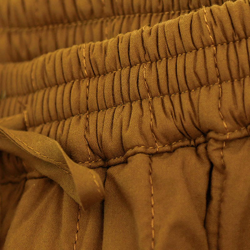 Buddha Stones冬 無地 カラーブロッキングデザイン コットン レディース ハーレムパンツ ポケット付き - image 30