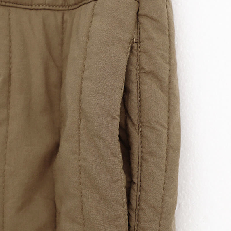 Buddha Stones冬 無地 カラーブロッキングデザイン コットン レディース ハーレムパンツ ポケット付き - image 3