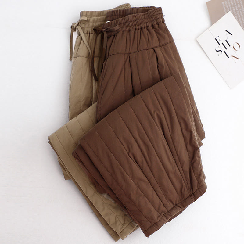 Buddha Stones冬 無地 カラーブロッキングデザイン コットン レディース ハーレムパンツ ポケット付き - image 36