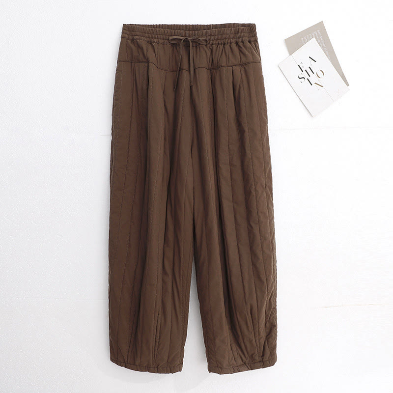 Buddha Stones冬 無地 カラーブロッキングデザイン コットン レディース ハーレムパンツ ポケット付き - サドルブラウン - US8-10，UK/AU12-14，EU40-42 (2XL) - image 14