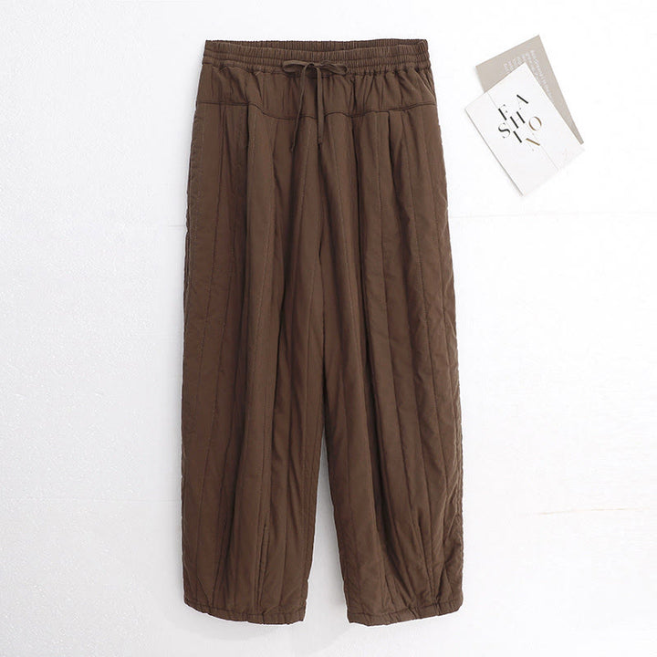 Buddha Stones冬 無地 カラーブロッキングデザイン コットン レディース ハーレムパンツ ポケット付き - サドルブラウン - US8-10，UK/AU12-14，EU40-42 (2XL) - image 14