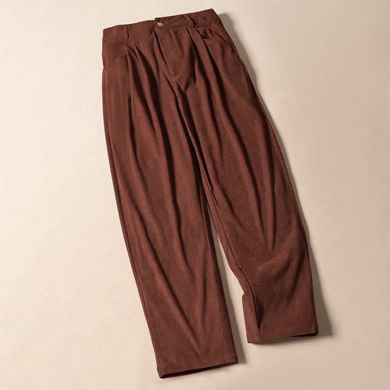 Buddha Stones通勤用 無地コーデュロイ ジッパー レディース ハーレム ハイウエスト パンツ ポケット付き - image 2