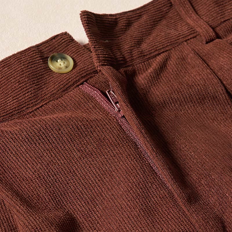 Buddha Stones通勤用 無地コーデュロイ ジッパー レディース ハーレム ハイウエスト パンツ ポケット付き - image 4