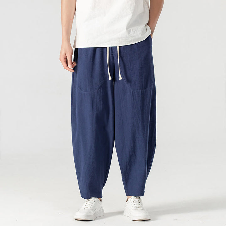 Buddha Stones春秋 無地 ドローストリング メンズ アンクル丈 ハーレムパンツ ポケット付き - image 13