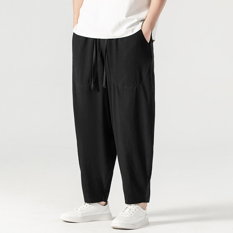 Buddha Stones春秋 無地 ドローストリング メンズ アンクル丈 ハーレムパンツ ポケット付き - image 28