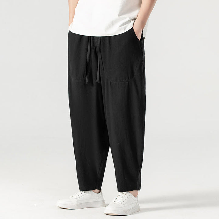 Buddha Stones春秋 無地 ドローストリング メンズ アンクル丈 ハーレムパンツ ポケット付き - image 28