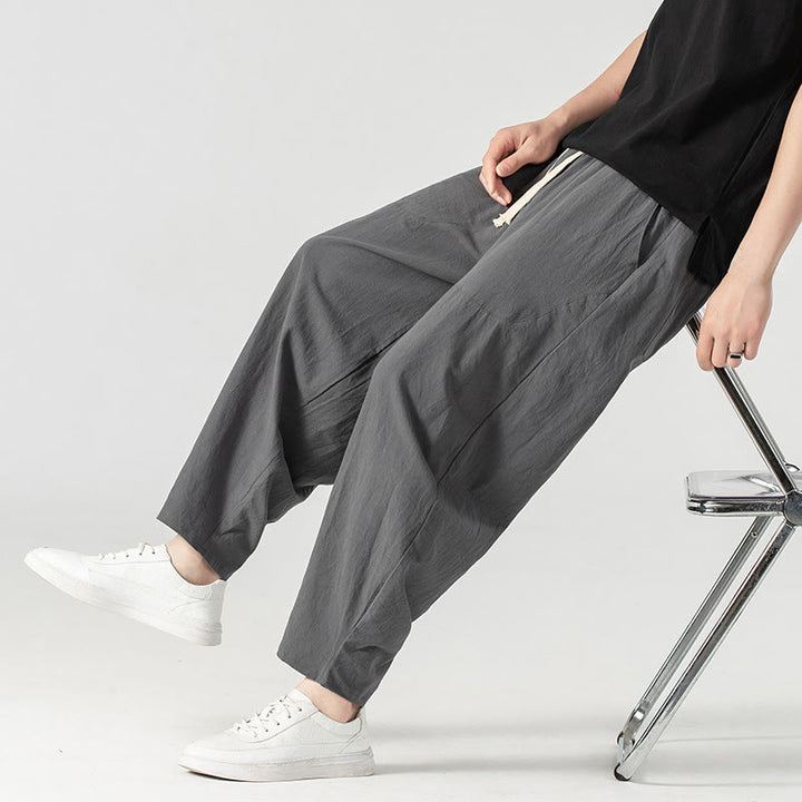 Buddha Stones春秋 無地 ドローストリング メンズ アンクル丈 ハーレムパンツ ポケット付き - image 24